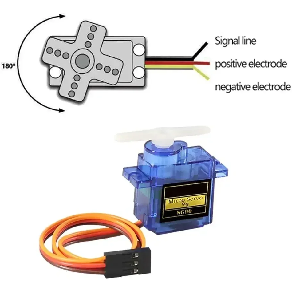 6 szt. Mikro serwo SG90 9g, zestaw mini serwomechanizmów z plastikowymi przekładniami, serwo 180 stopni do samochodów RC, samolotów, do Arduino — zdjęcie 5