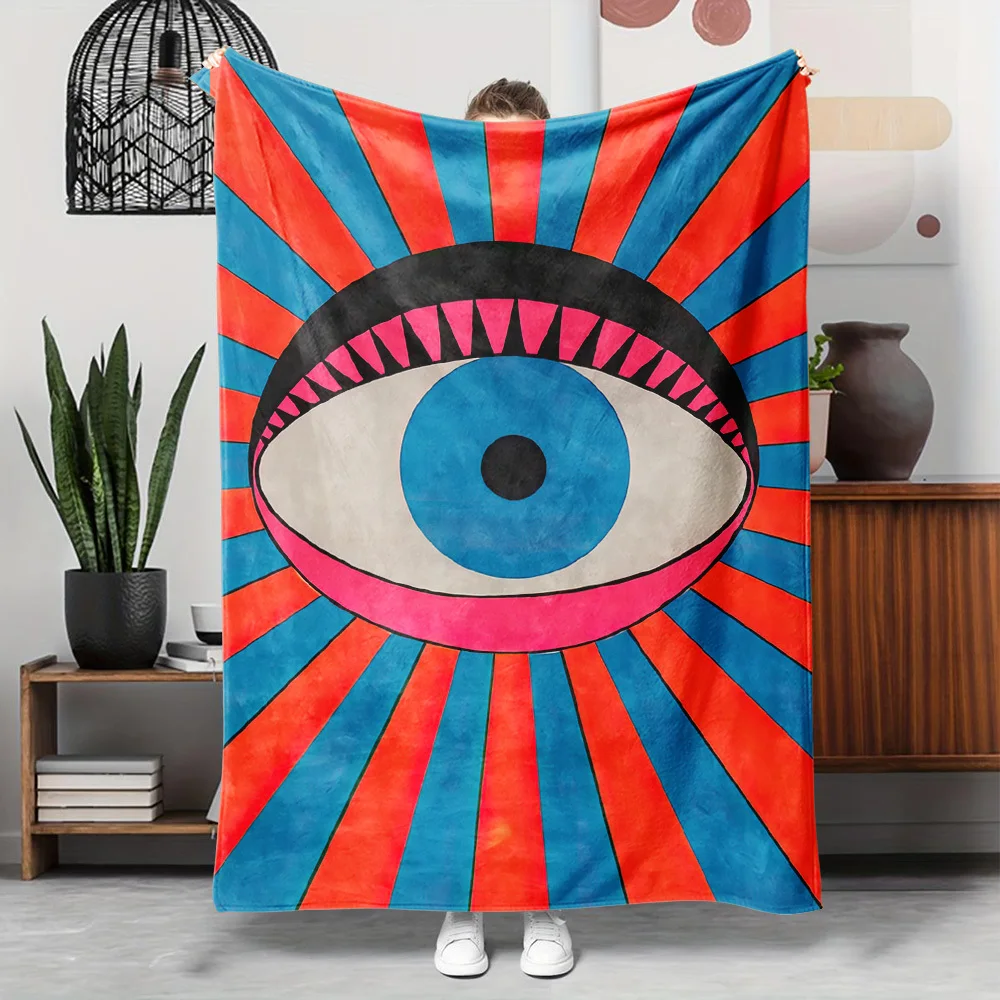 Modern red and blue abstract pattern Flannel printed blanket suitable for all seasons suitable for living office sofa and travel