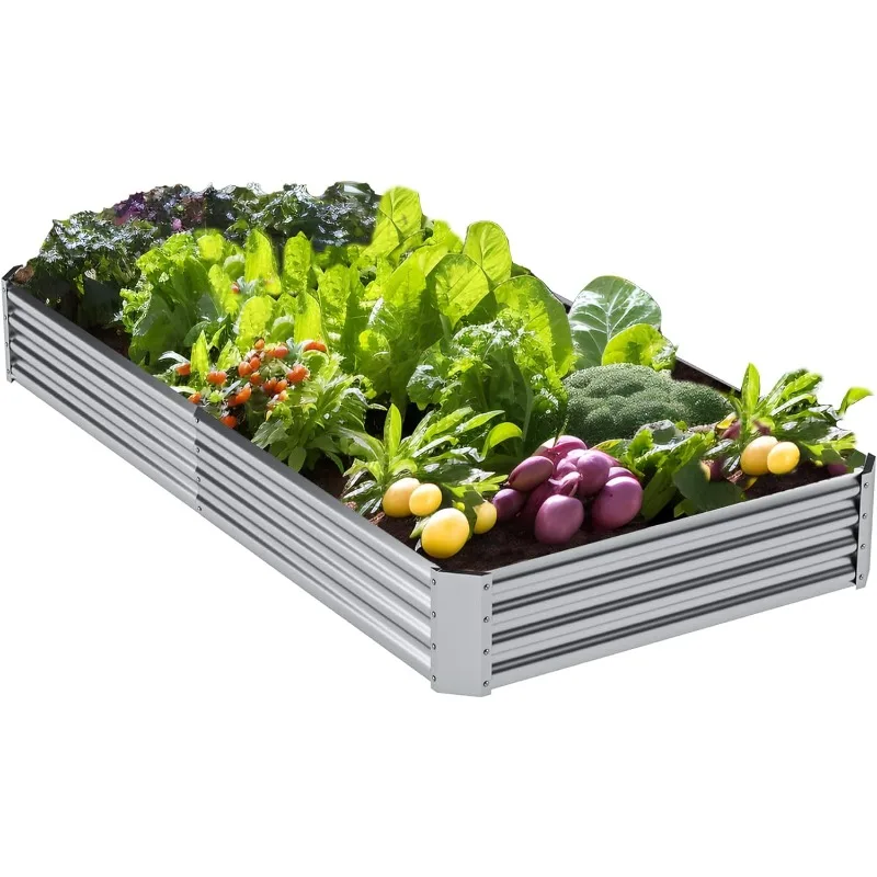 

Galvanized Raised Garden Bed Outdoor,Raised Planter Box for Vegetables Flowers,Deep Metal Raised Garden Bed for Fruits Herbs