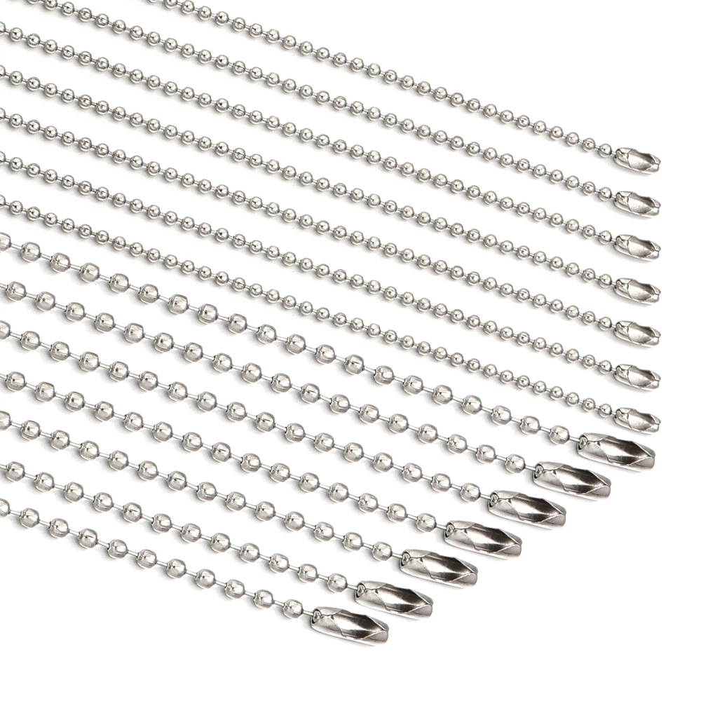 100pcs/lot Iron Ball Bead Chains Rhodium Color KeyRing Chain Label Hand Tag Connector Bulk Chains For DIY Jewelry Making