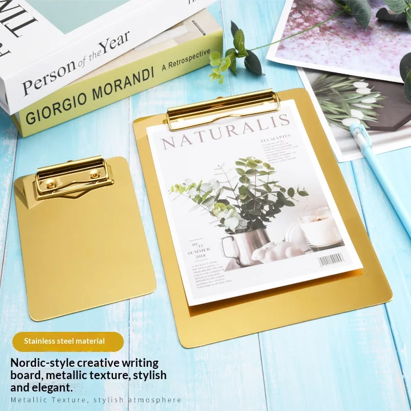 

Stainless Steel A4 Clipboard File Folder - Office Document Holder, Meeting Note Writing Pad, Writing Board Clipboard