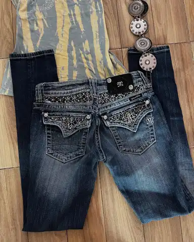 Jeans Boot Cut Retrò Miss Me da Donna, Nuovi Jeans Blu Y2K con Tasche Ricamate, Stile Hip Hop Harajuku Gotico, Pantaloni Larghi Streetwear