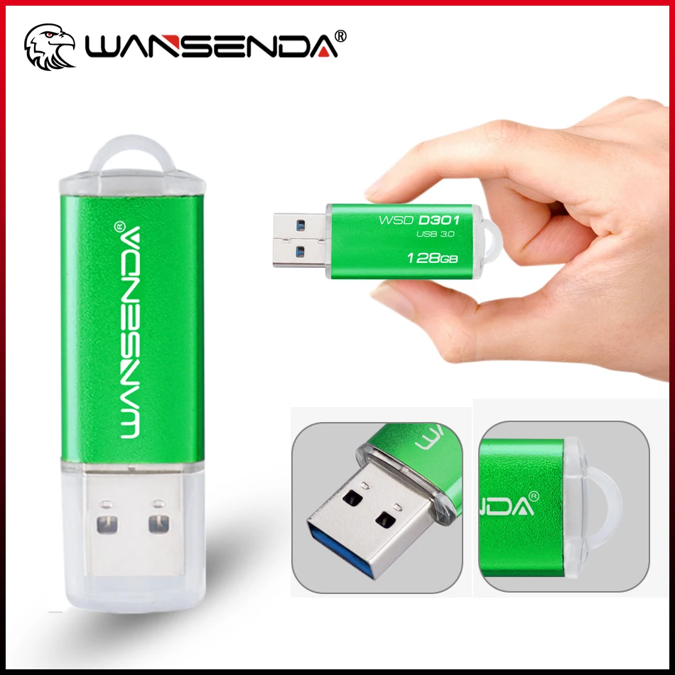 

WANSENDA USB 3.0 Flash Drive Metal Pen Drive 256GB 128GB 64GB 32GB 16GB Pendrive Real Capacity Memory Stick Thumbdrive D301