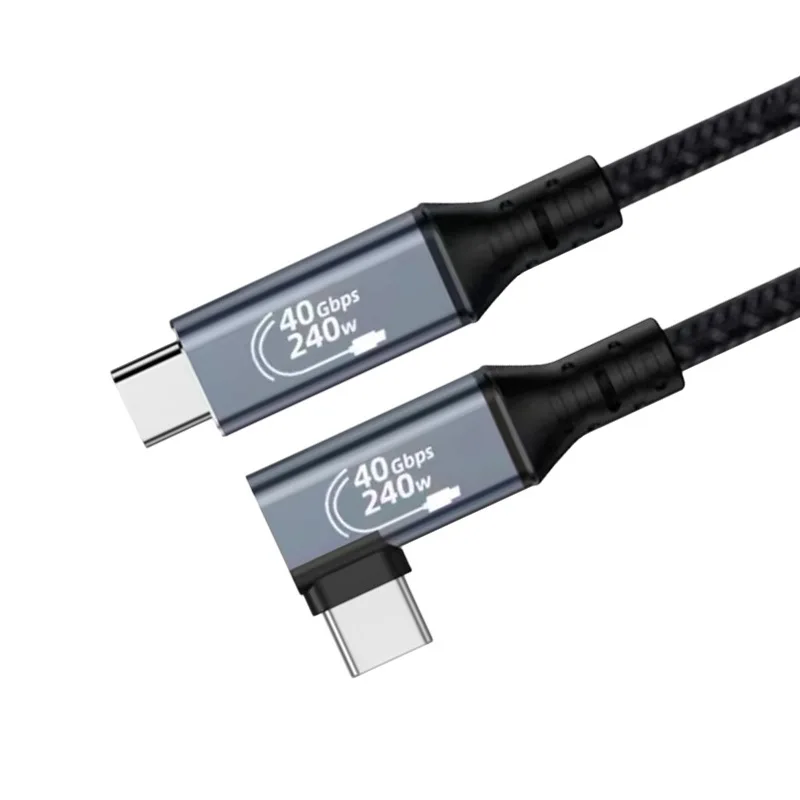 كابل Thunderbolt4 USB4 الكوع كابل زاوية 90 درجة PD240W 40Gbps Type-C Thunderbolt3 كابل شحن البيانات لأجهزة الكمبيوتر المحمول Carplay SSD