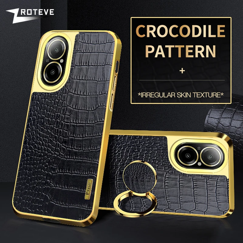 RealmeC67 Case Zroteve Plating Silicone Crocodile Leather Cover For OPPO Realme C65 C67 RealmeC67 4G Shockproof Phone Cases