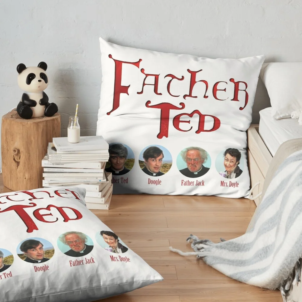 Father Ted Cast Print Pillow Cover Sofa Cushion Cover Living Room Bedroom Decor Polyester Pillow Case