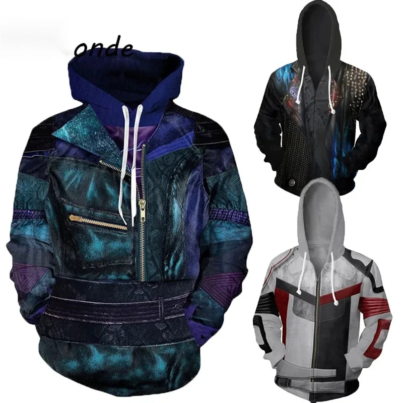 

2025 Halloween Cosplay Movie Descendants 3 Mal Carlos Costume Clothes Hoodie Sweatshirt Men Male Hooded Hoody Unisex Halloween