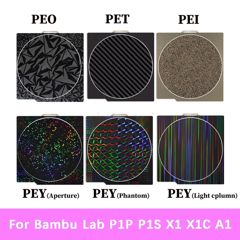

For Bambu Lab P2S P1P P1S X1 X1C A1 Build Plate PEO PET PEY PER PEH Spring Steel Sheet 257x257mm Pei Sheet For Bamboo 3D Printer