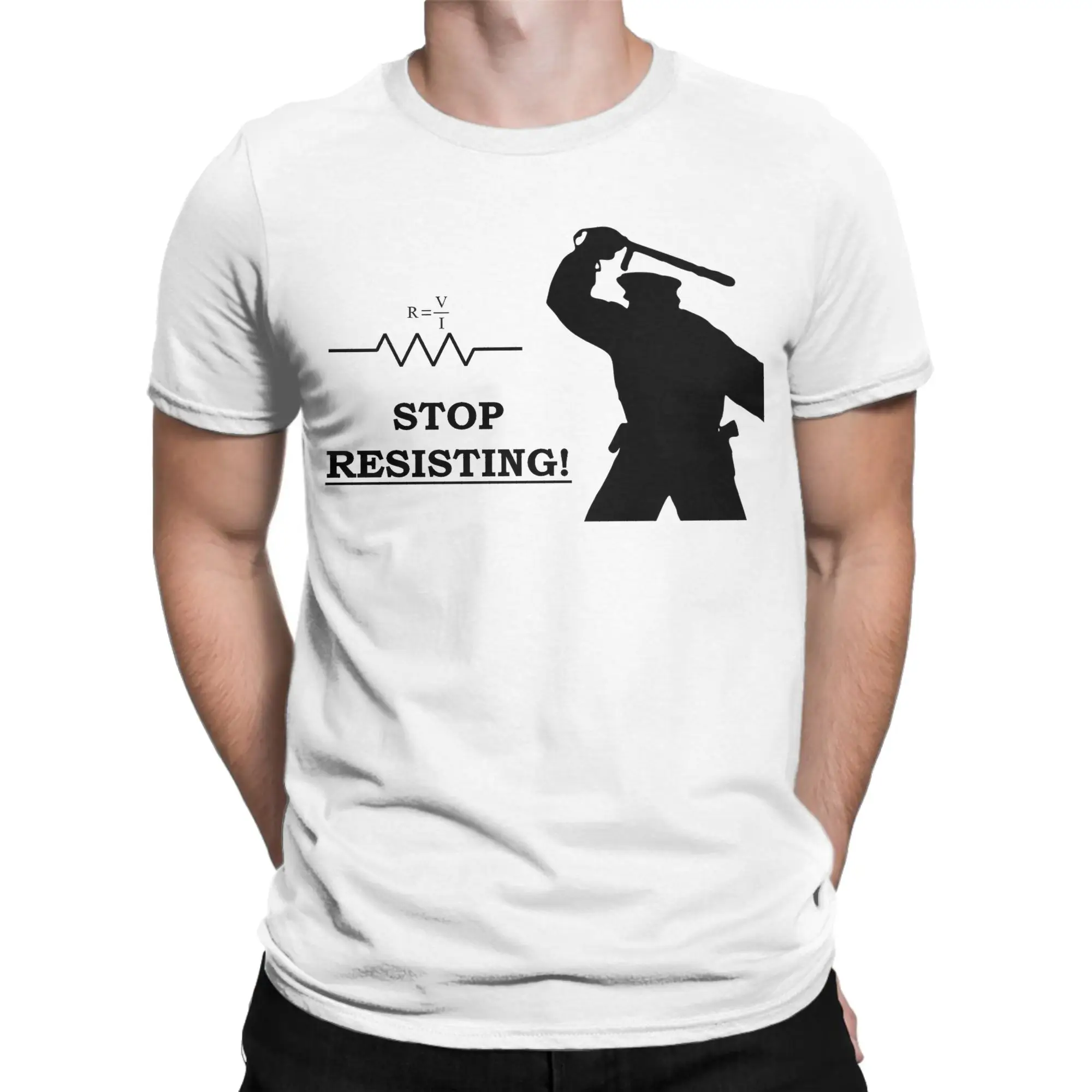 Men Women's Stop Resisting Ohm's Law T Shirts  Cotton Tops Fashion Short Sleeve Round Collar Tee Shirt Printed T-Shirt
