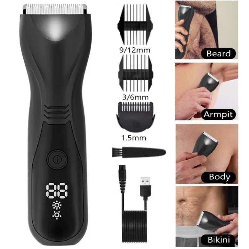 

Electric Body Trimmer Shaver for Men Groin Hair Removal IPX7 Waterproof Clippers Rechargeable Male Epilator Private Part Razor