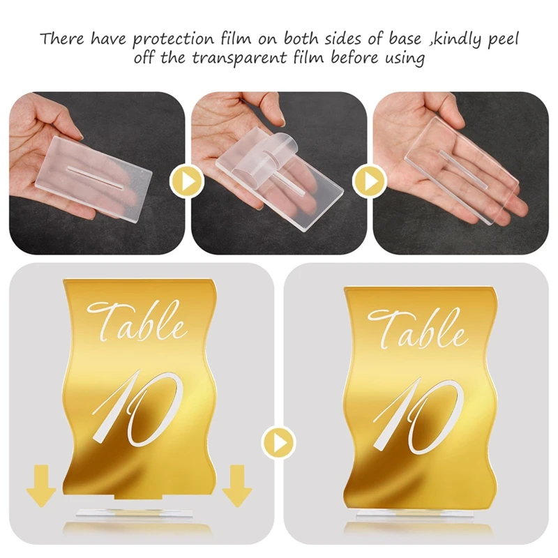 10PCS Gold Table Numbers With Stands Holders Wave Elegant Wedding Acrylic Table Numbers Large Modern Table Number Signs