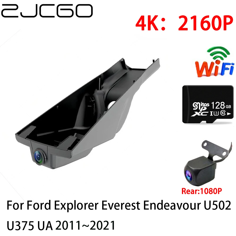 

ZJCGO 2K 4K Car DVR Dash Cam Wifi Front Rear Camera 2 Lens 24h for Ford Explorer Everest Endeavour U502 U375 UA 2011~2021