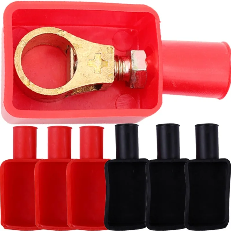 Penutup Terminal Aki Mobil Merah Hitam PVC Anti-Korosi Pelindung Isolator untuk Kutub Positif Negatif Anti-Sirkuit Pendek