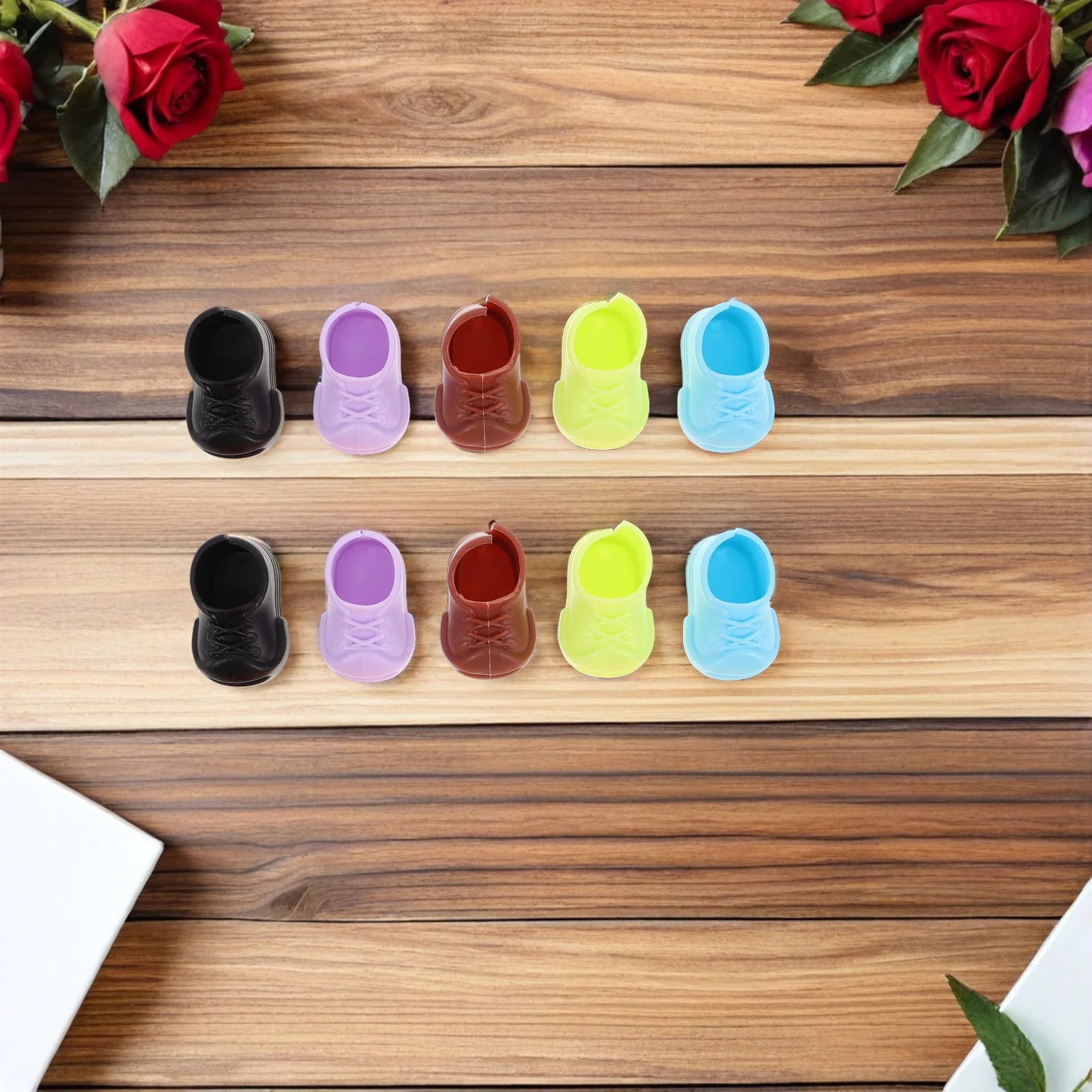 أحذية مصغرة 17 سنتيمتر/6.69 بوصة أحذية بلاستيكية قصيرة لبيت الدمى المشهد الصغير التظاهر اللعب اكسسوارات حذاء مصغر #4