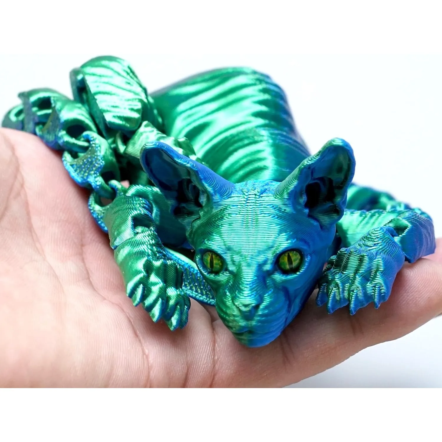 3D Printed Bald Cat Model Flexible Realistic Articulated Animal Fidget Mystery Figurines Gifts