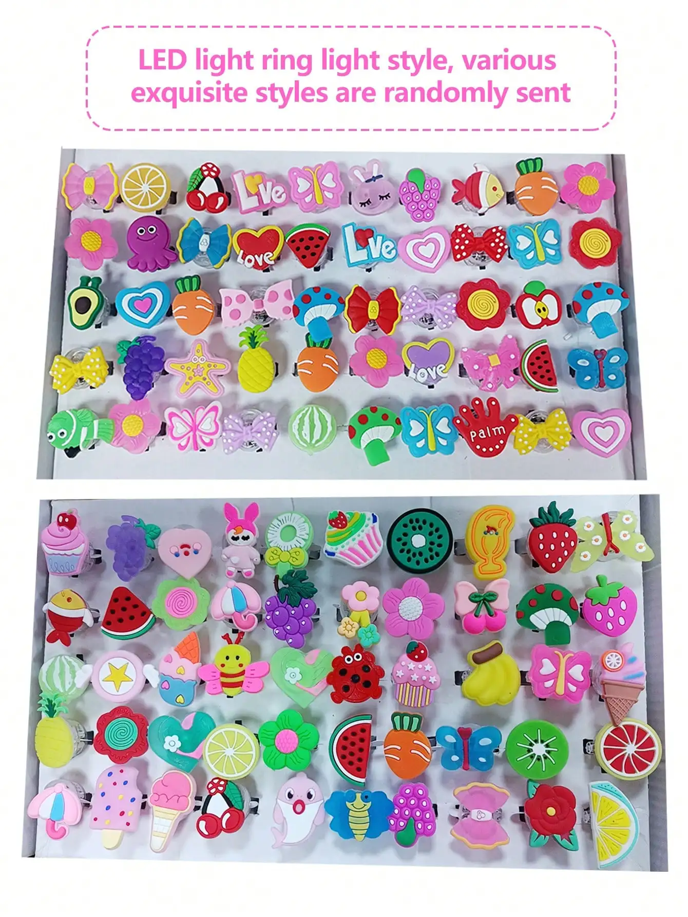 20/50 Stück Cartoon LED Leuchtende Fingerringe Tier- und Blumenmotiv Leuchtende Fingerringe Spielzeug Leuchtende Ringe Leuchten im Dunkeln Partyzubehör – Detail 5