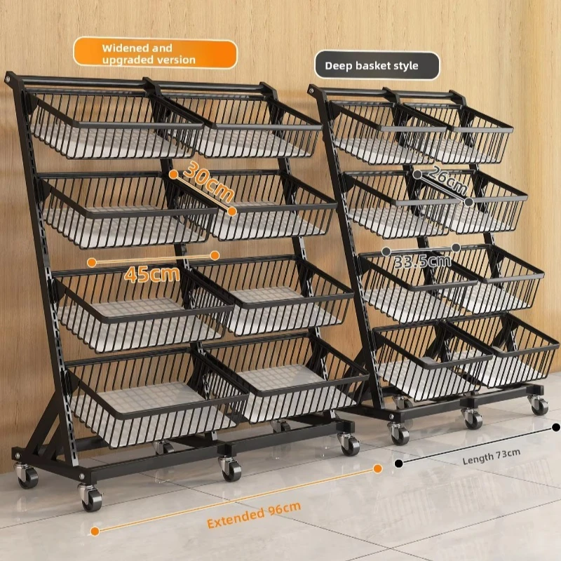 Supermarket fresh shelves floor-to-ceiling mobile fruit and vegetable display shelves carbon steel