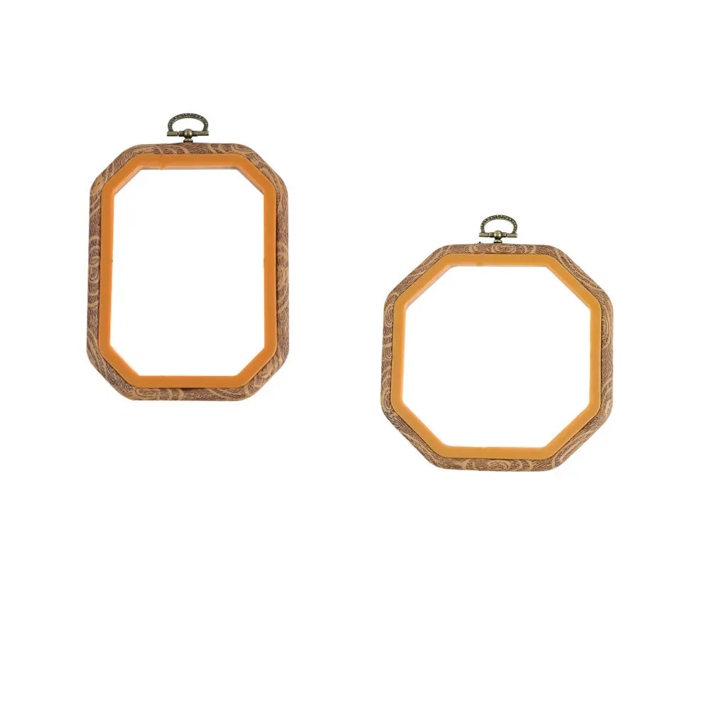 

2Pcs Embroidery Hoop Imitation Wood Octagon 14x14cm Rectangle 11x15cm Smooth Fixing for Fabric and Wall Decor Embroidery Hoop