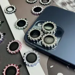 2-3Pcs Glitter Bling Diamond Glass Camera Lens Protector for IPhone 15 Pro Max  for IPhone15Pro Women Ring Lens Cover