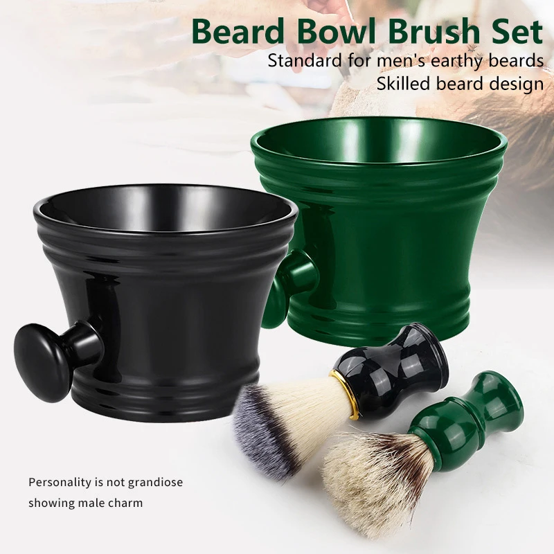 Plastic Shaving Brush Bowl Set Beard Care Soap Foam Mug Bowl With Handle Facial Bristle Hair Salon Barber Soap Foam Shave Men
