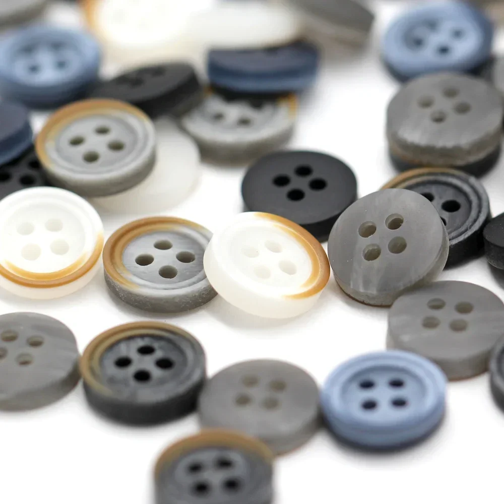 DOTOLLE 4 Holes 9/10/11mm Round Resin Shirt Buttons For Clothing Fashion Blouse Polo Handmade Decorations Sewing Accessories