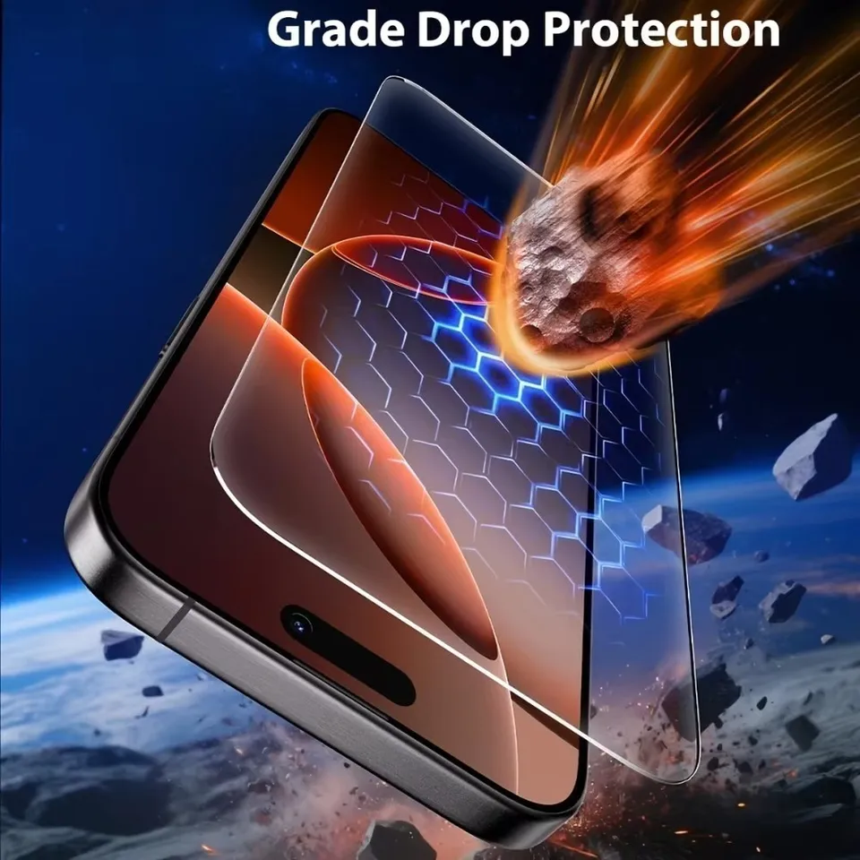 2 piezas protector de pantalla de cobertura completa 9D para iPhone 17/16/15/Pro Max/17e/16e/Air/15/14/Plus/14/13/12/Pro, vidrio templado a prueba de rayones 2