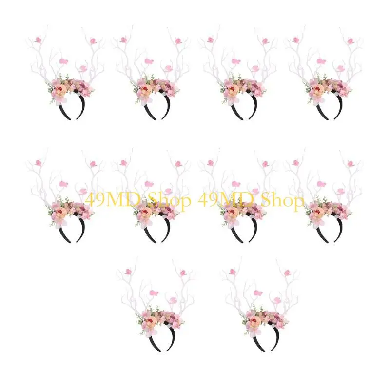 49md-10pcs-deer-horns-headbands-flower-antler-hairband-reindeer-headpiece-for-prom