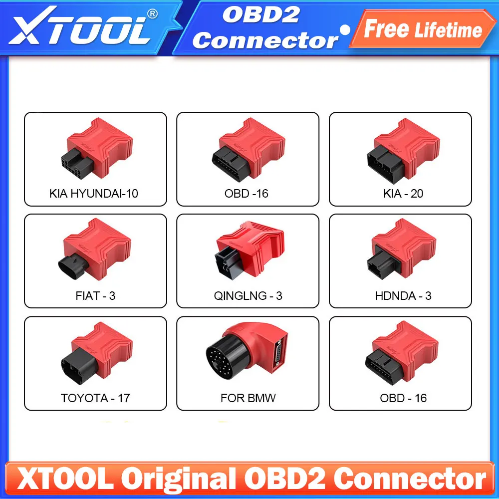 XTOOL Original OBD2 Connector For Toyota For BMW For Hyundai For Honda For KIA For Fiat With X100PAD3 X100MAX IP819 D7 D8S D9S