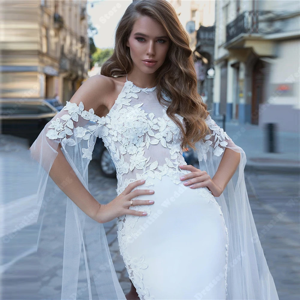 Vestidos de casamento sereia sem mangas para mulheres, vestidos nupciais, renda sexy, comprimento de limpeza, vestidos doces formais, alta qualidade, 2022