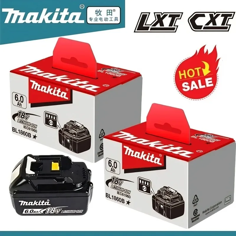 

100% Genuine Makita 6Ah Makita 18V Battery BL1860B BL1840 BL1830B BL1850B BL1850 BL1860 BL1815 Replacement Lithium Battery