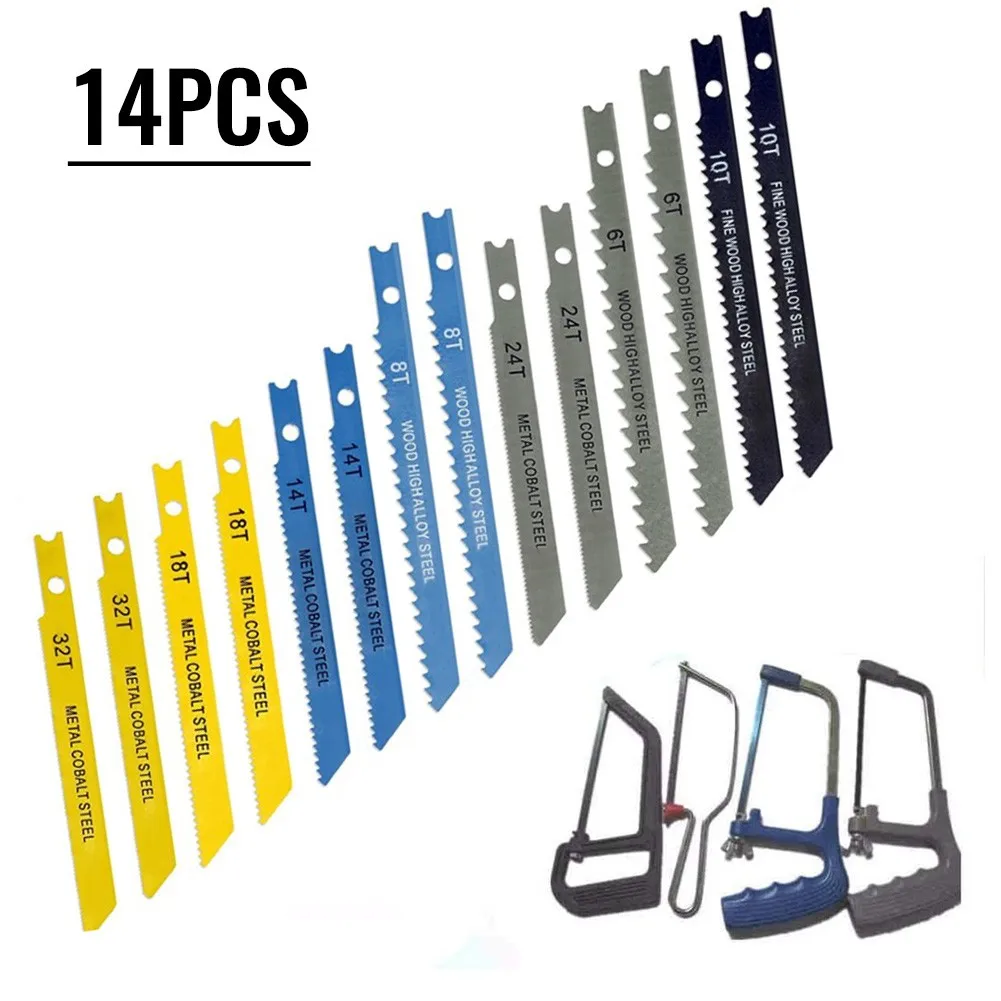 14Pcs T-handle Blade High Alloy Steel Jigsaw Blades Set For Wood PVC Plastic Aluminum Sheet Metal Cutying Tool Accessories