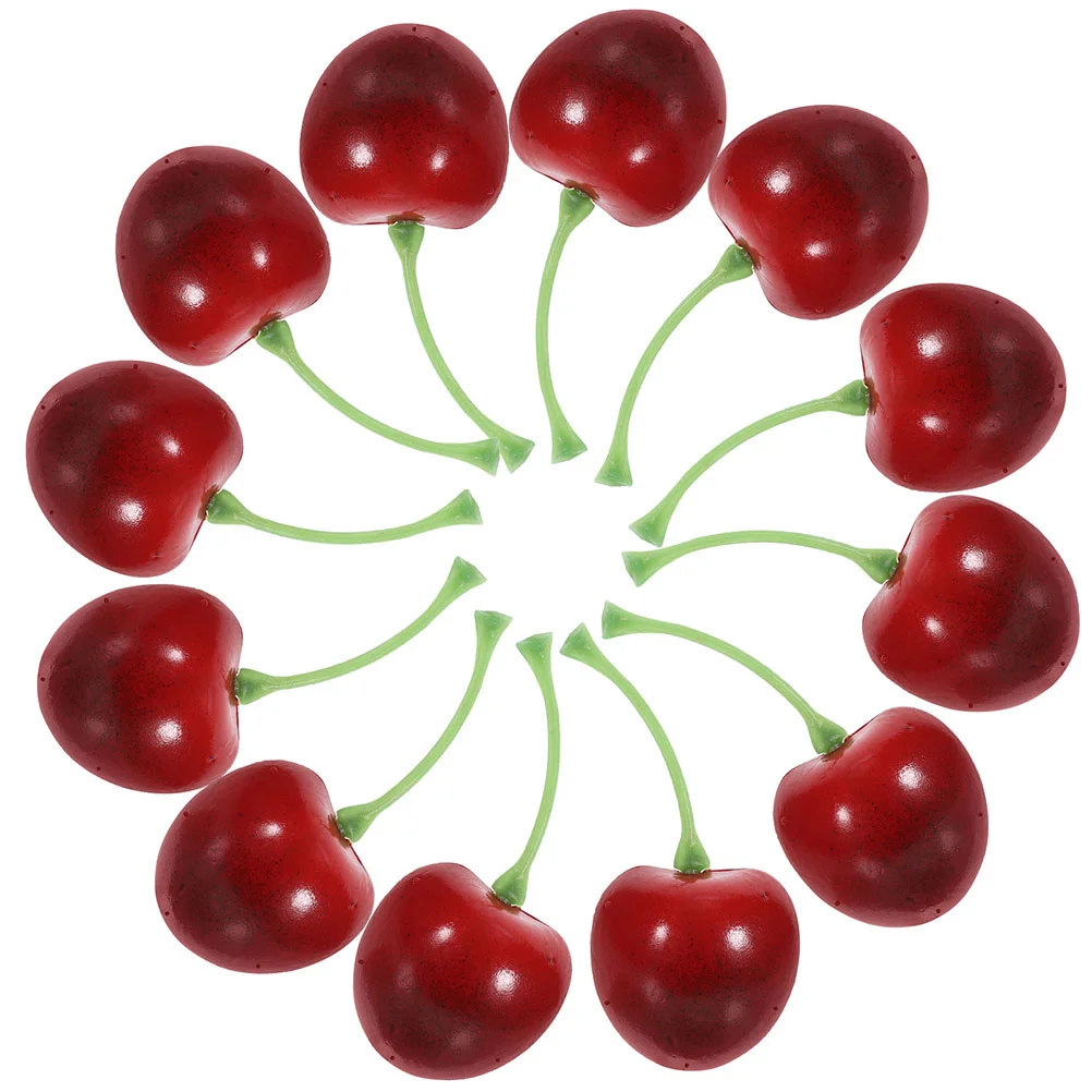 40 Pcs Simulation Fruit Model Cherry Mini Cupboard Artificial Plastic Faux Photo Prop