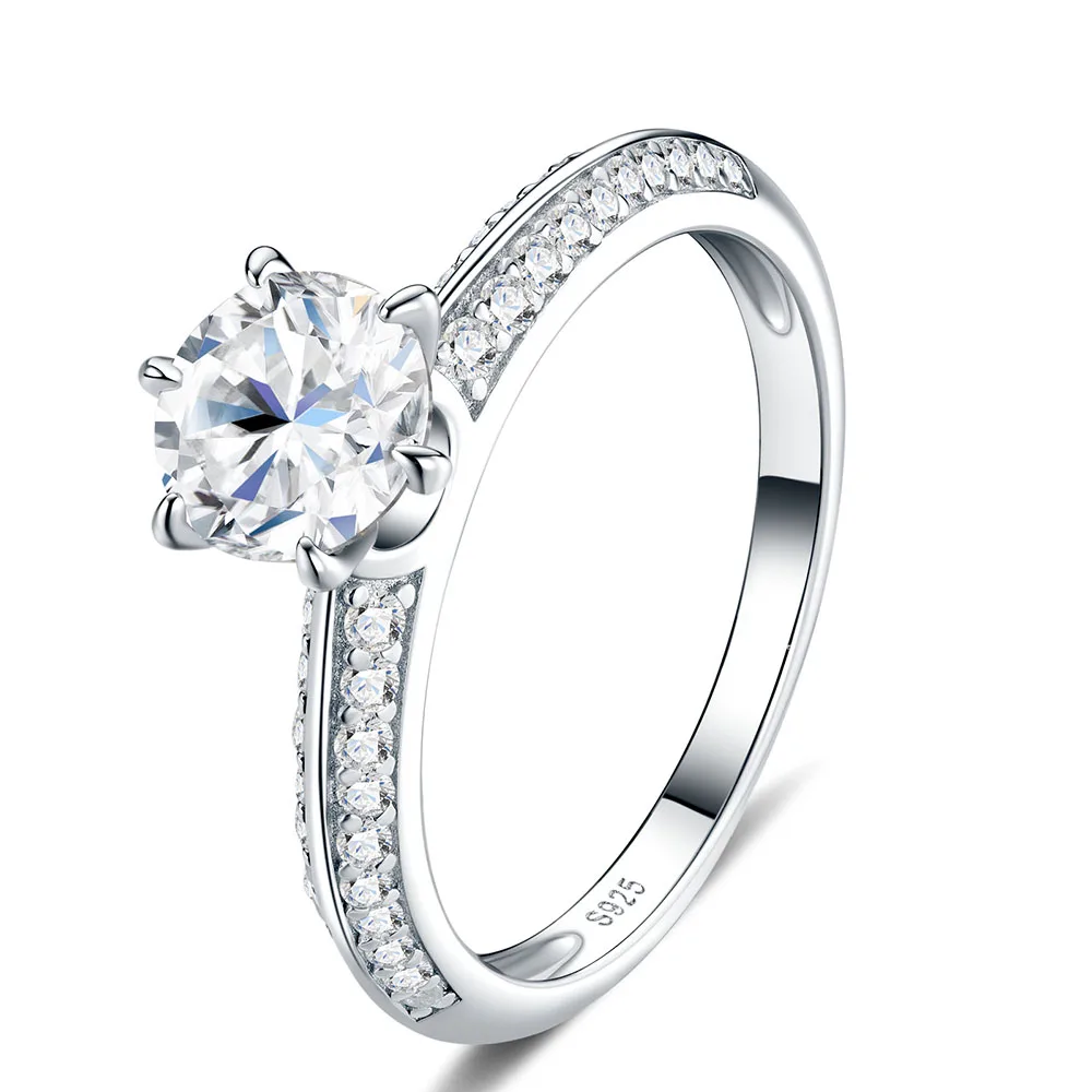 Apexelle Brand Luxury Jewelry 925 Sterling Silver Rings Six Prong Setting Moissanite Ring Wedding Bands For Women Jewelry
