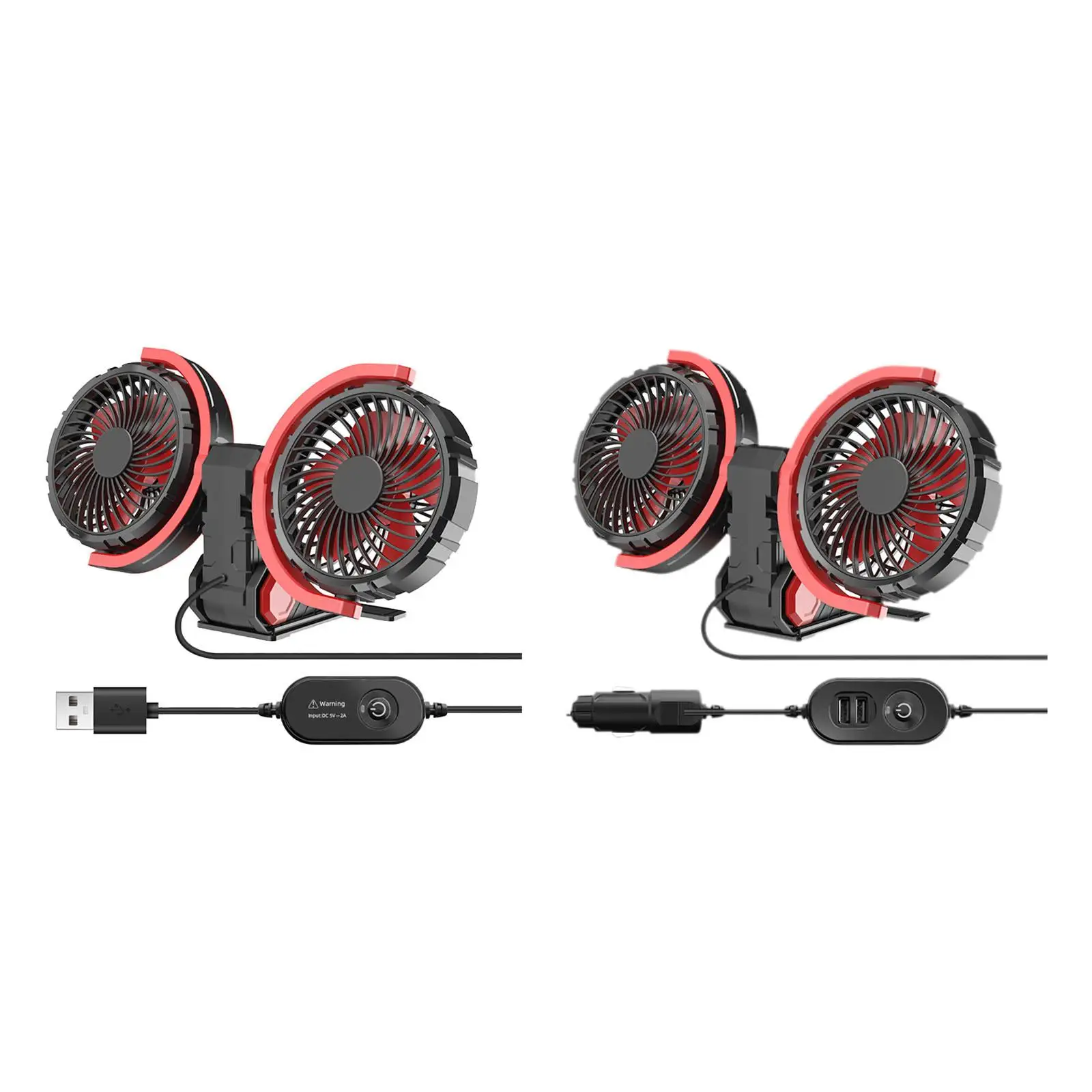 Car Double Head Fan Low Noise Air Circulator Dashboard Folding Electric Fan for Office SUV Truck Sedan Home