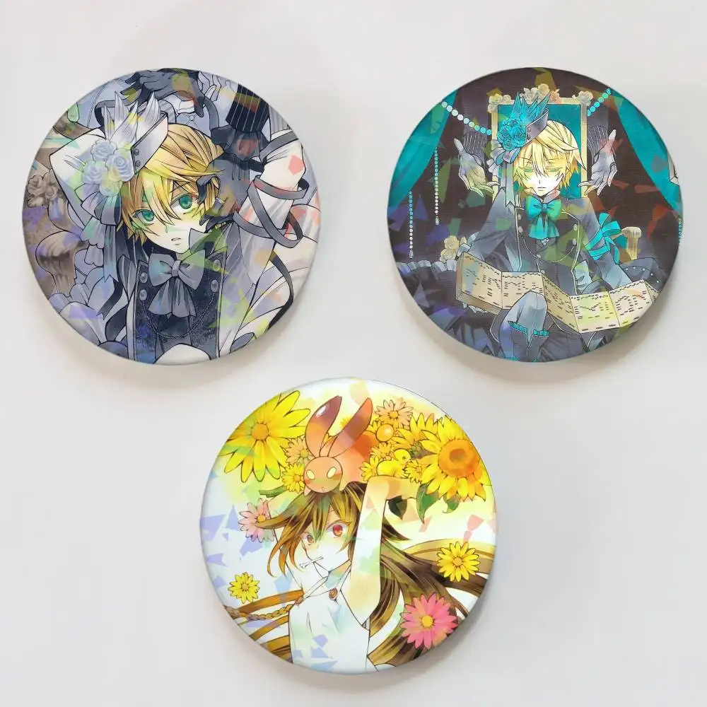 Anime Pandora Hearts Round Badge Lapel Pins for Backpacks Briefcase Laser Brooch Clothes Gifts