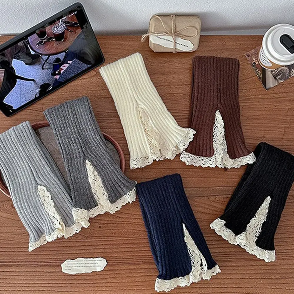 Fashion Thermal Boot Sock Sleeves Thick Bow Flared Leg Warmers Lace Stretch Tube Socks Autumn