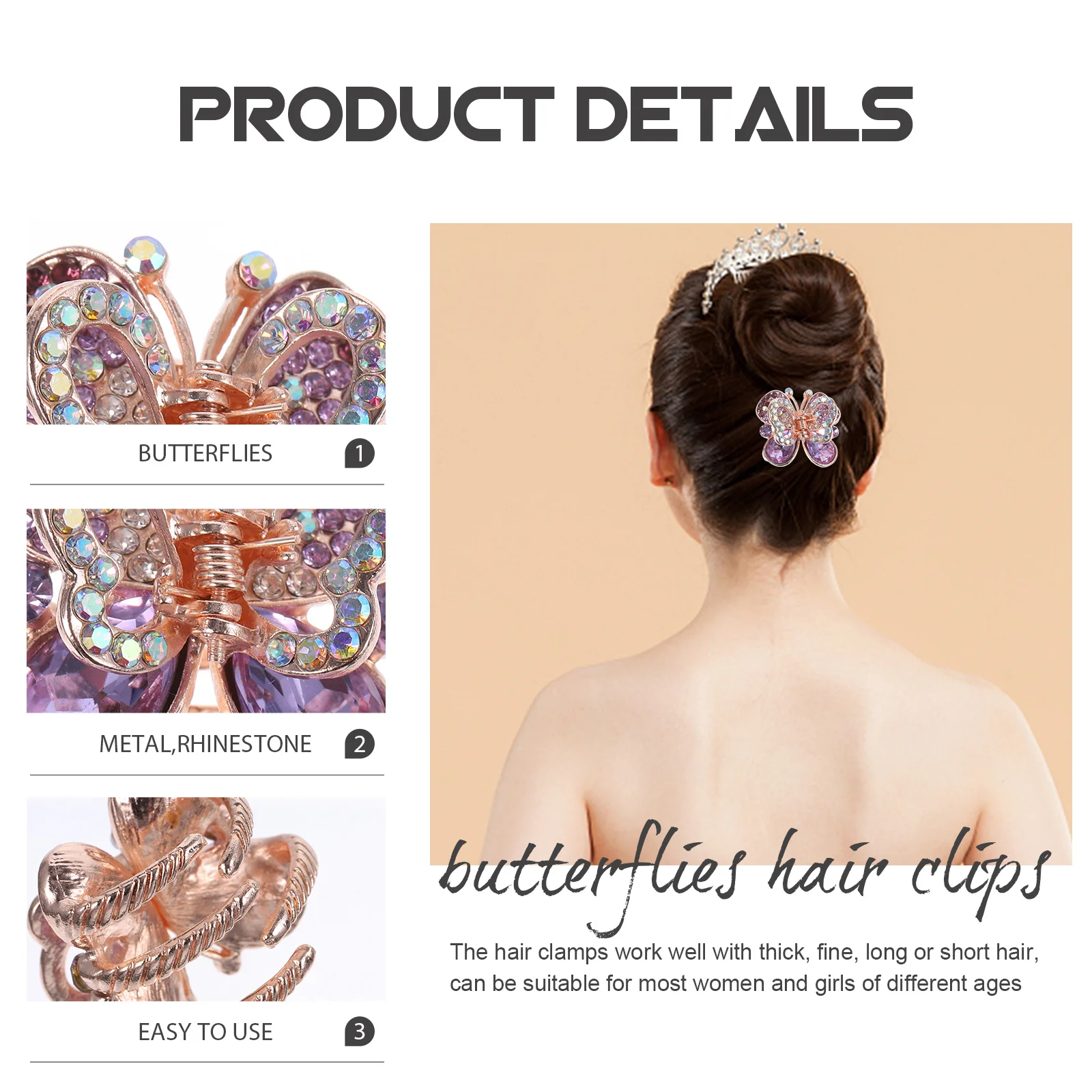 

Elegant Butterfly Rhinestone Hair Clips Jaw Claw Clips for Women Birthday Wedding Hair Styling Butterfly Claw Clip