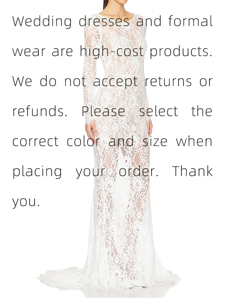 Elegant Illusion O-Neck Lace Full Sleeve Mermaid Bride Wedding Dresses Bridal Gowns Customized