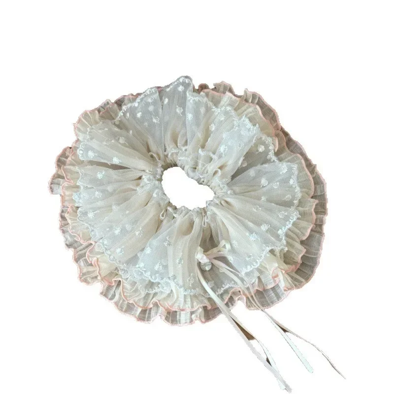 2025 Mädchen süße Polka Dot Spitze Rock Haarband Stirnband übergroße Mesh Dickdarm Ring Licht Luxus Mode Haar Seil Frau