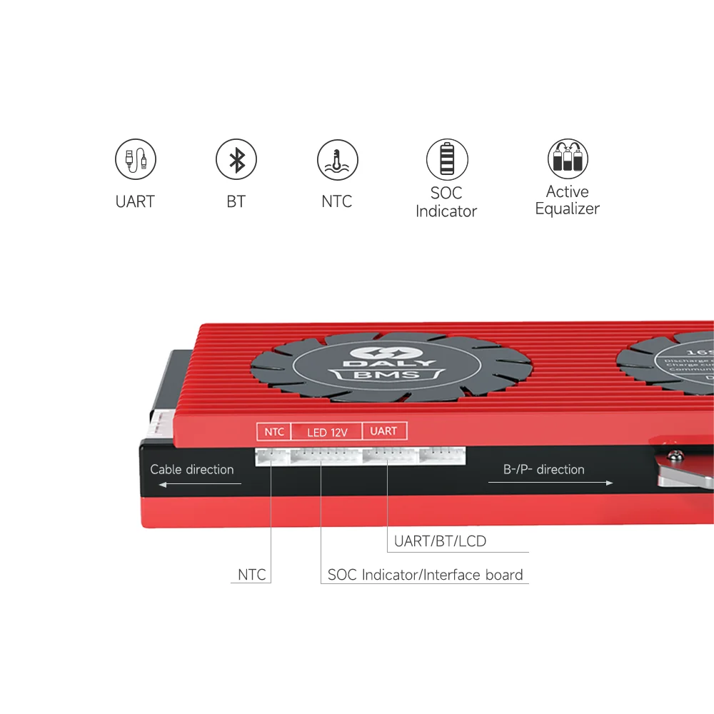 Daly BMS BMS inteligente 16S 48V Lifepo4 BMS 8S 24V 4S 12V 30A 60A 80A 100A 120A 150A 200A 250A inversor Solar almacenamiento de energía para el