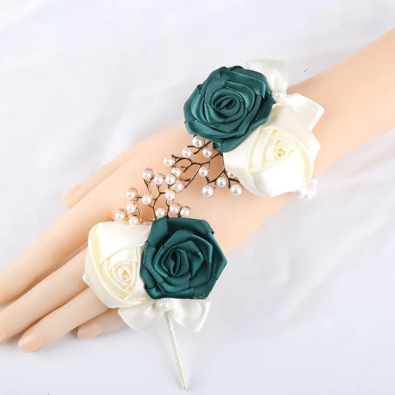 Brust-Blumen-Set für Braut und Bräutigam, Hochzeit, Brautjungfer, Handgelenk, Blume, Revers, Blume, Hochzeitsfeier, Uniform-Accessoires