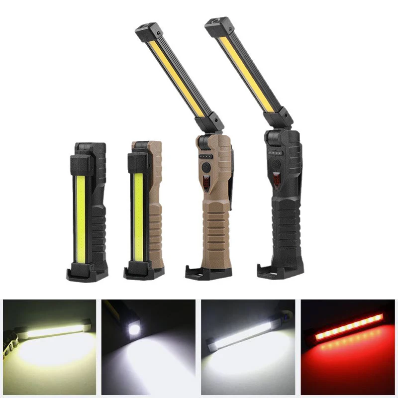 

Складной рабочий фонарь COB XPE LED с встроенным аккумулятором, ручной фонарик, аварийный фонарь для осмотра автомобиля, красный стробоскоп SOS
