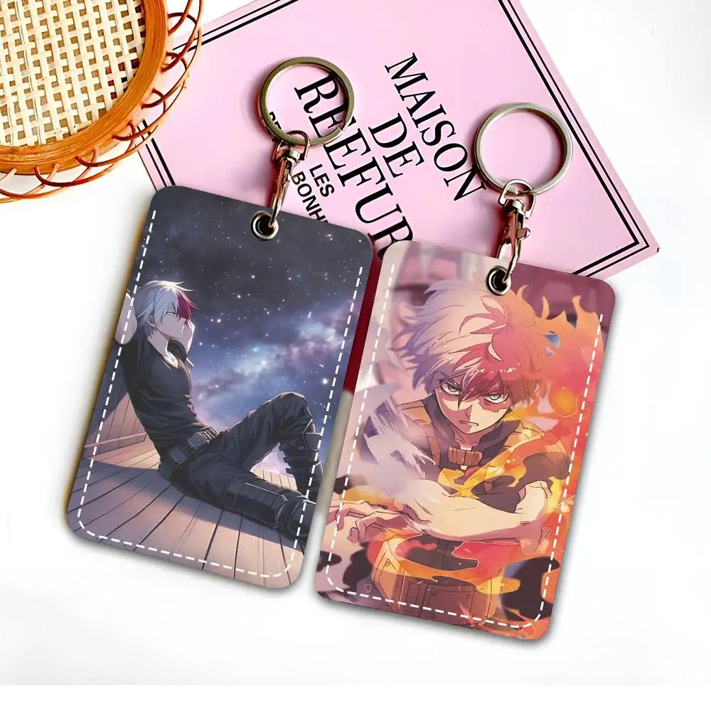 Anime My Hero A-Academia Manga Todoroki Shoto Access Card Case Holder Keychain Key Ring Door Access Tags ID Card Case Keychain