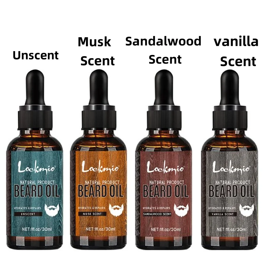 LOCKMIO 4pcs/set Beard Oil Beards Essence Oil for Nourishing and Shaping Frizz Unruly Beards Beard Moisturizing Care Conditioner