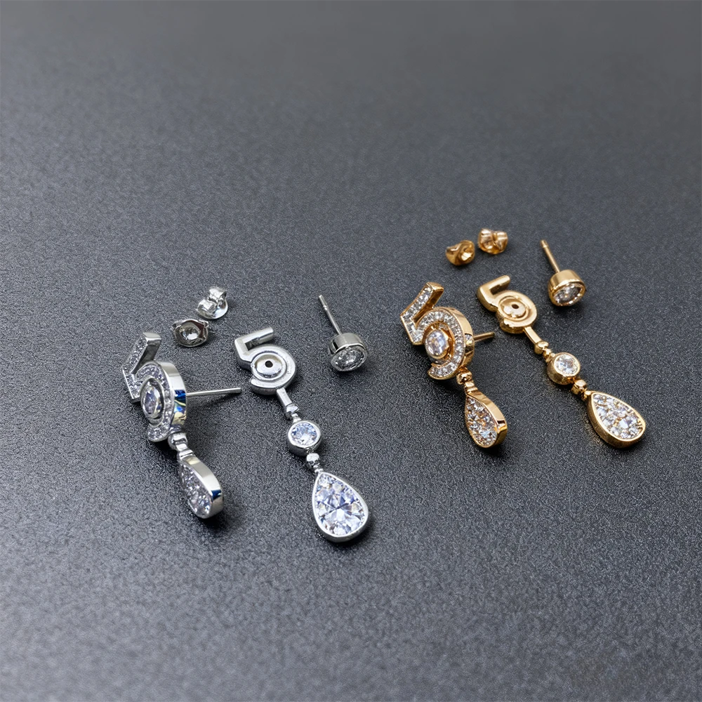 

2025 New Elegant accessories 2025 New Ab - diamond 5 - earring Set, Unique, Light - luxury for Women, Great Jewelry Gift