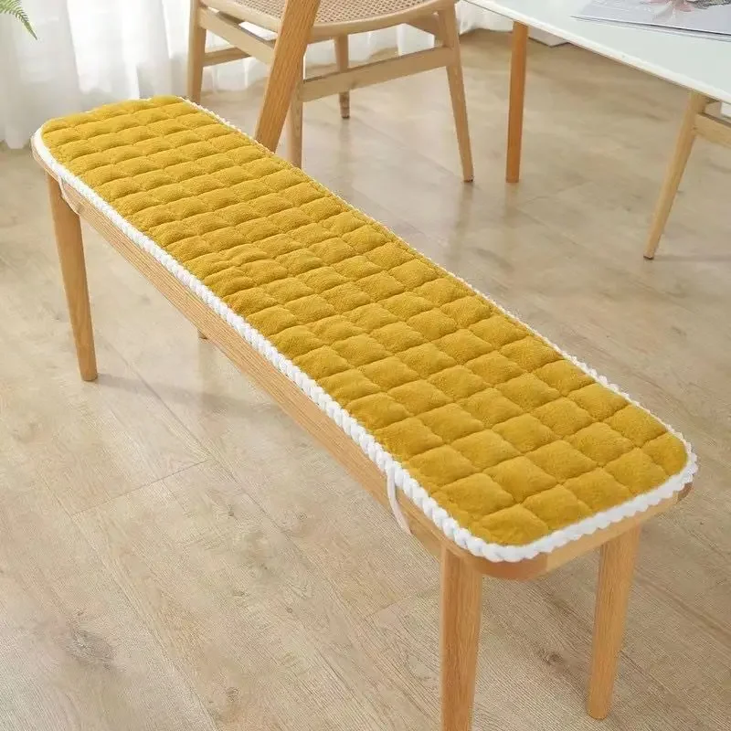 Winter Thickened Plush Long Bench Cushion Mahogany Bench Mat Customized Stool Cushion Mat Solid Wood Sofa Card Non-Slip Seat Pat