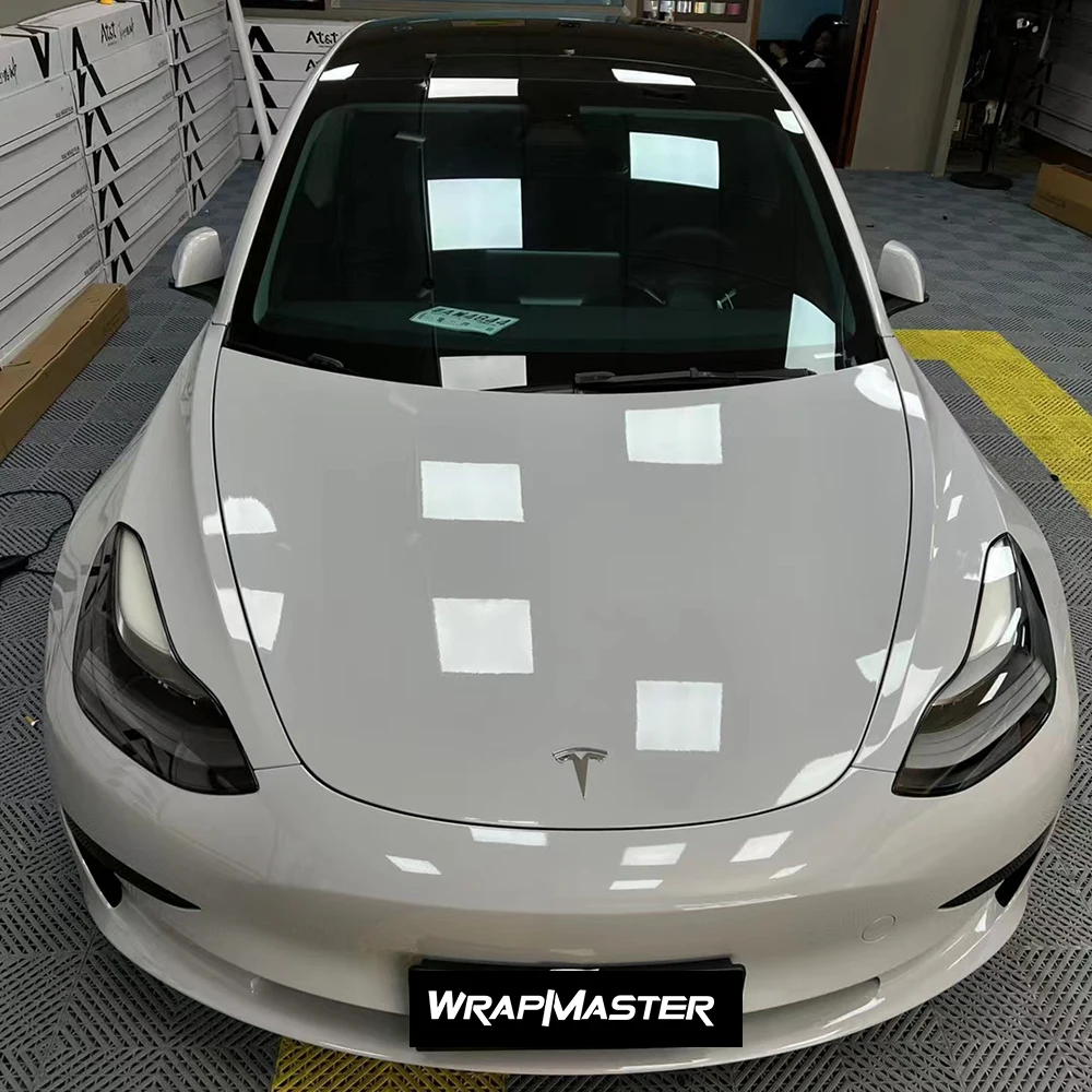 

Wrapmaster PET Super glossy Crystal Nardo Light Grey car wraps vinyl self-adhesive auto protect film