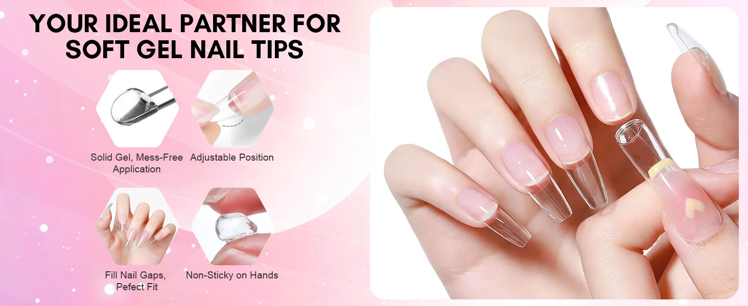Makart fester Nagel gel kleber für weiche Gel nagels pitzen klare Acryl nagels pitzen fester Gel nagel kleber zum Drücken auf Nägel künstliche Nägel – Detail 3