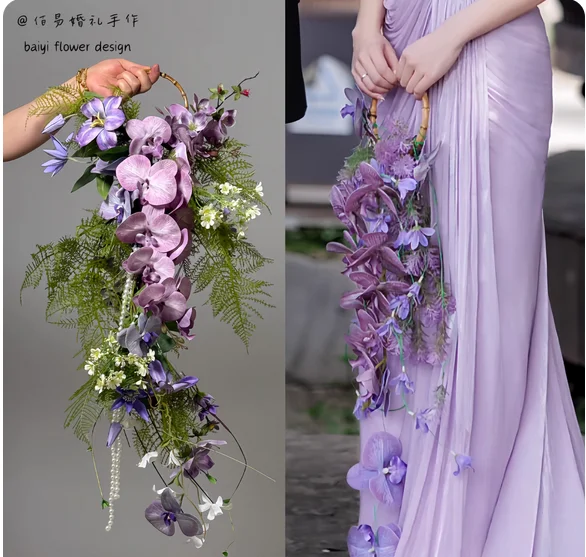 Bride wedding simulation flower license bouquet waterfall flower drop bracelet flower wedding bouquet hot
