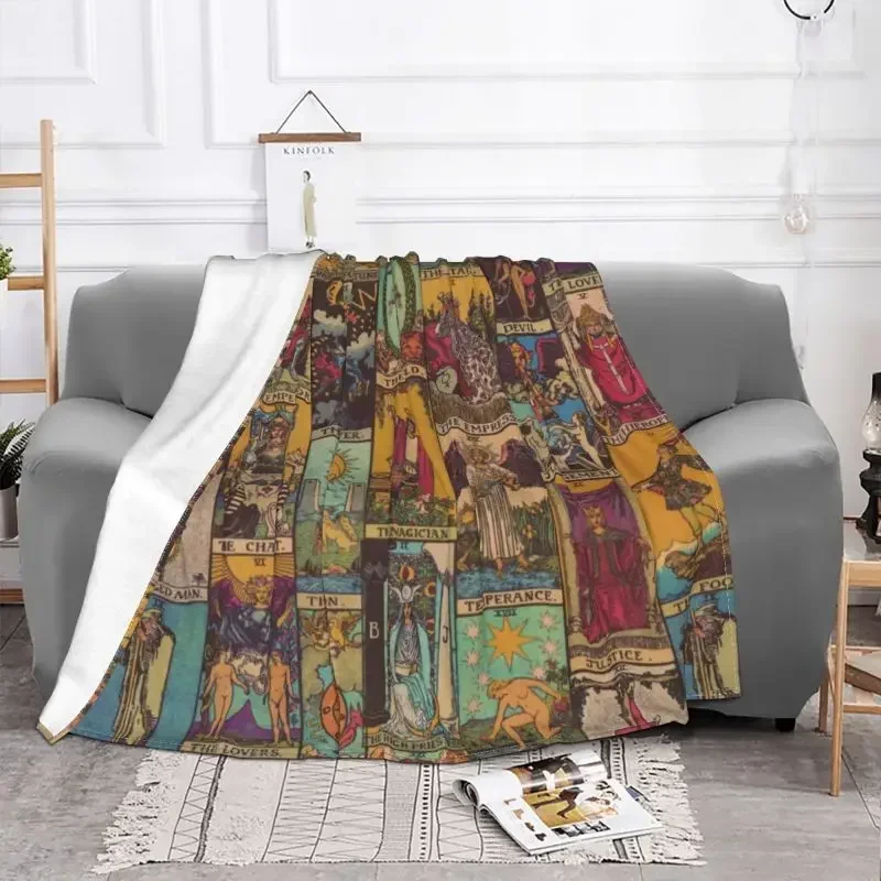 The Major Arcana Of Tarot Ultra-Soft Fleece Patchwork Throw Blanket Warm Flannel Occult Witch Spiritual Blankets Bedspreads